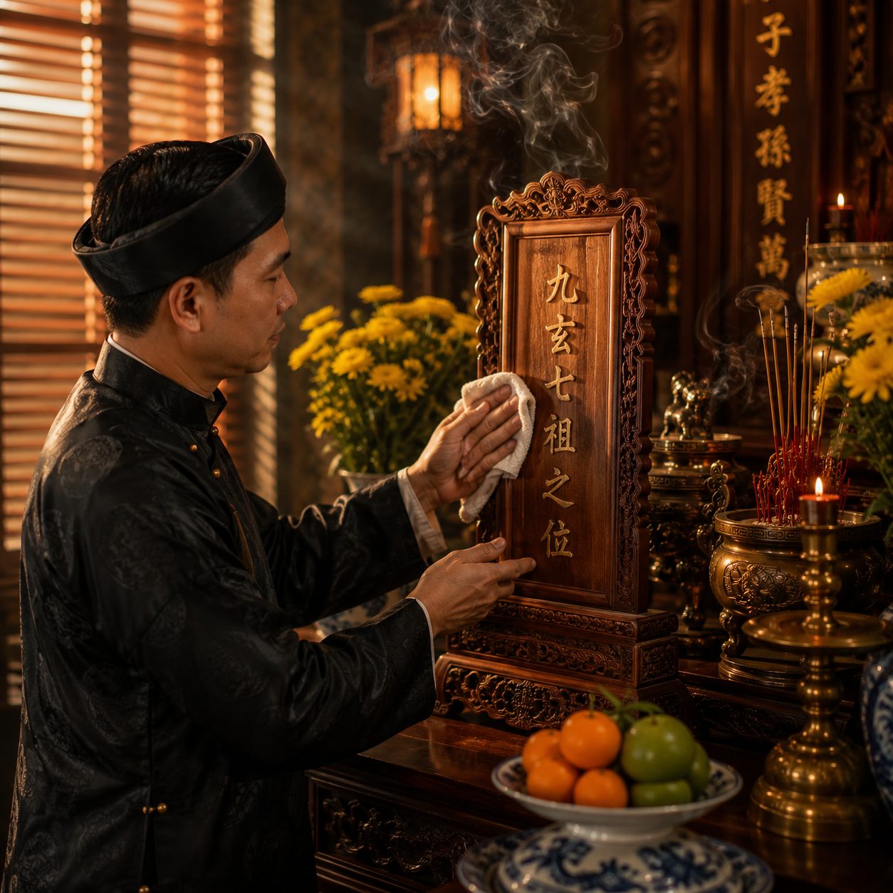 Thứ Tự Bao Sái Ban Thờ Gia Tiên Cho Gia Chủ Hướng Tâm