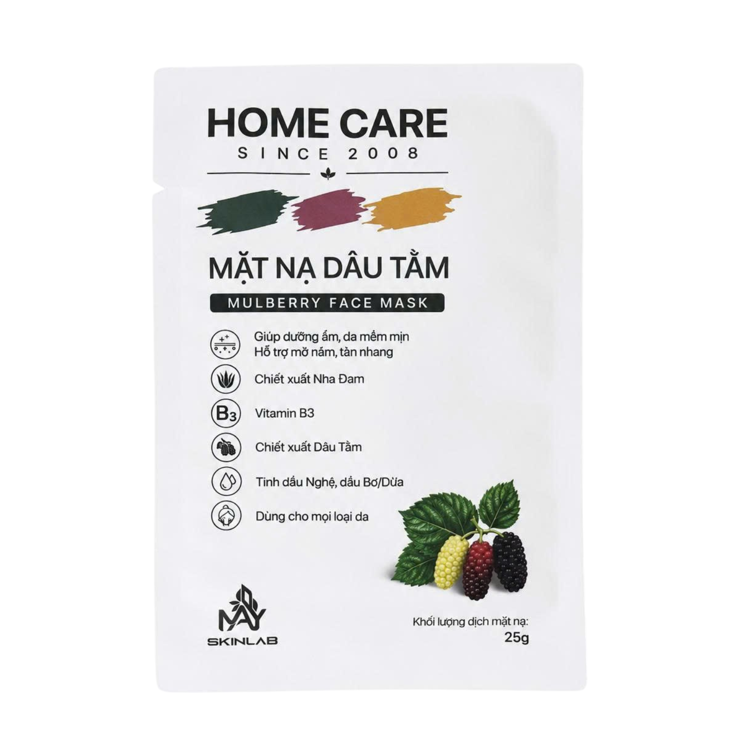 Mặt nạ cấp ẩm dâu tằm chính hãng Home Care, phục hồi, căng mịn