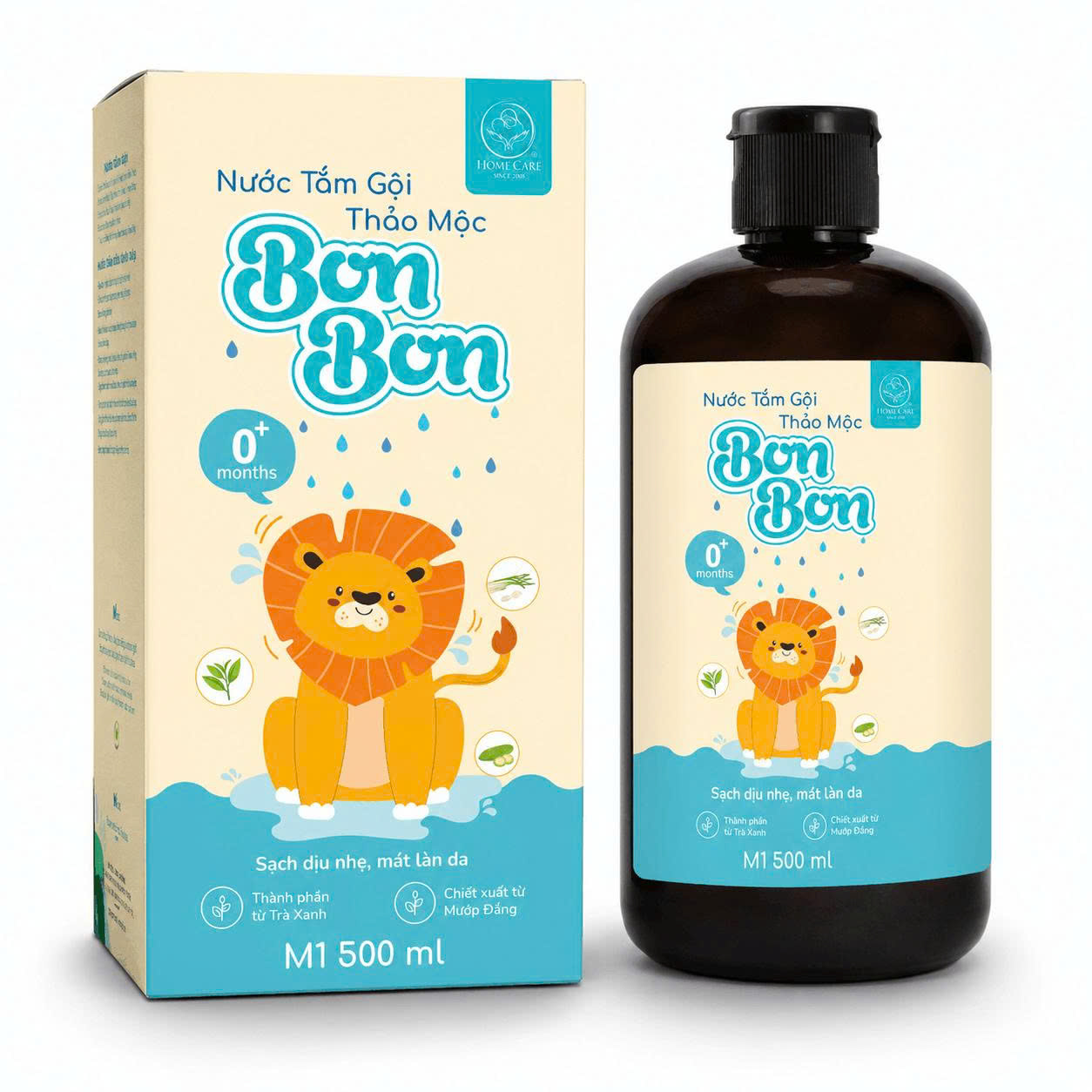 Thảo Mộc Tắm Gội Cho Bé Giảm Hăm, Chàm, Mụn Chính Hãng BonBon HomeCare CHAI LỚN 500ML