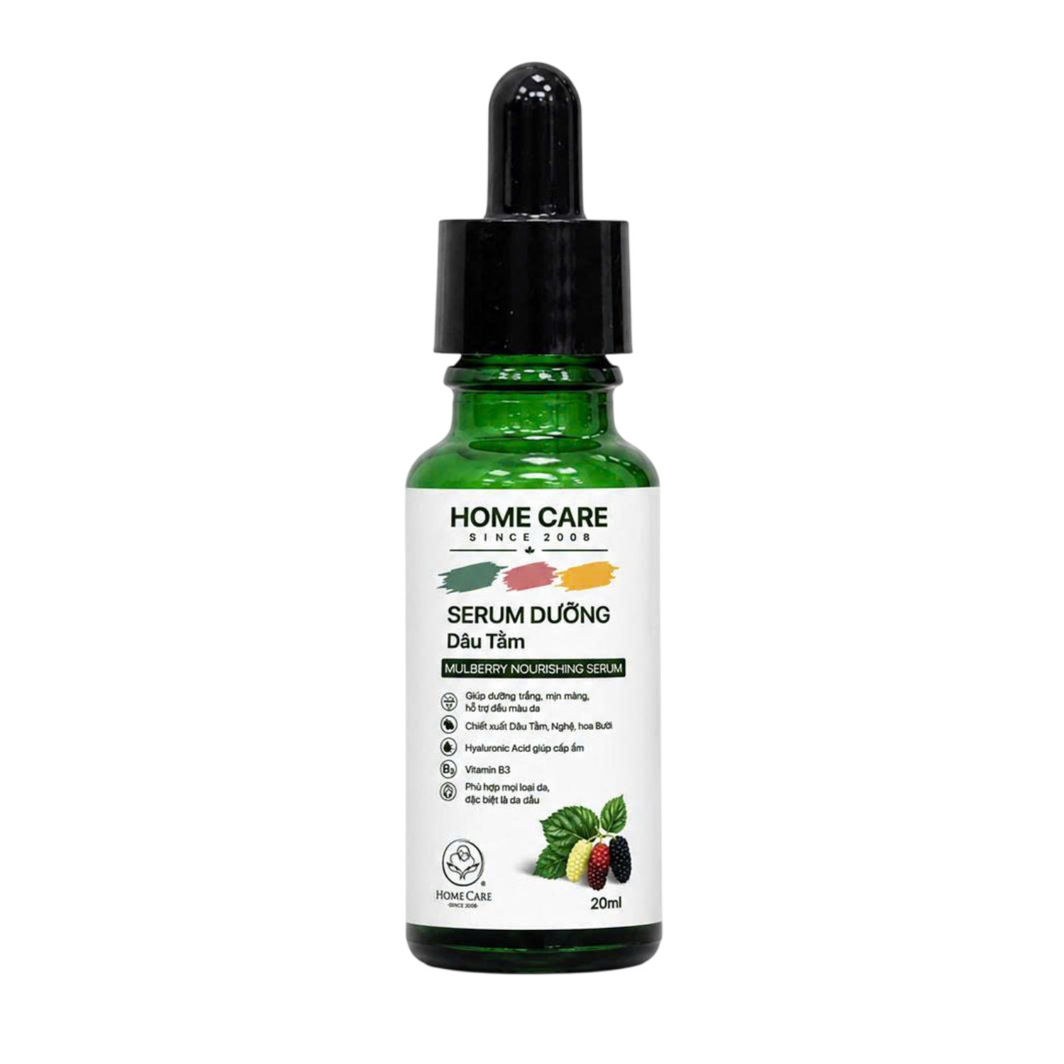 SERUM DƯỠNG ẨM DA MẶT, CẤP ẨM ĐA TẦNG, DÂU TẰM VỚI HA B5, THUẦN CHAY CHÍNH HÃNG HOME CARE 20ml